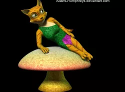 Anthro Female Cat Feline Rigged Cartoon T-pose Model 3D model