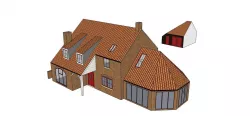 English style detached house with detached garage 3D model