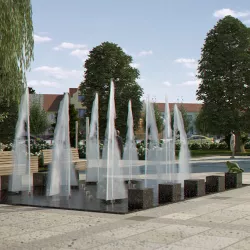 Modern Fountain with Textured Water Splash Low-poly  3D model
