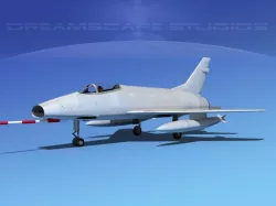 North American F-100D Super Sabre Bare Metal 3D model