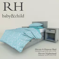  restoration hardware Haven 4-Drawer Bed 3D model