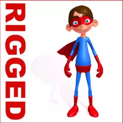 Superhero Cartoon Rigged  3D model