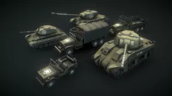 WW2 USA Low Poly Tanks #2