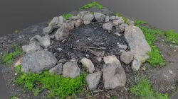 Fireplace fire pit hole campfire made of stones