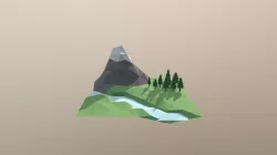 Low Poly Forest and Mountain Scene