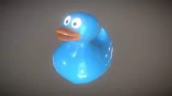 Blue Bath Duck Kids Toy low-poly game ready