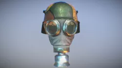 German Helmet with a Gas Mask
