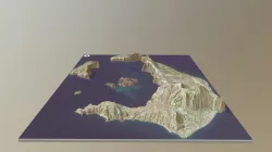 Santorini Greece Relief Map: 1:92,000 Scale