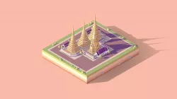 Cartoon Lowpoly Wat Pho Buddhist Temple