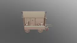 Food Cart High Poly Model