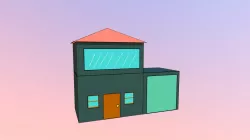 Low Poly House with a garage