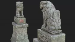 Two Komainu #5 from Shinto Shrine. Japan