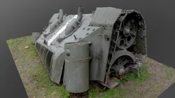 Buried (pink) tank sculpture