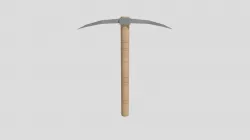 Low Poly Pickaxe - Unwrapped and Textured