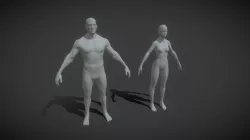 Male and Female Body Base Mesh 3D Model 20k Poly