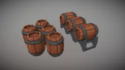 Stylized Low Poly Barrels