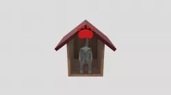 Cat statue in a kennel