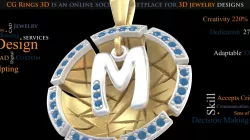 Jewelry. Pendant With Letter M - 3D CAD