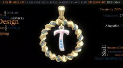 Pendant With Letter T - 3D CAD