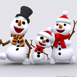 3DRT-Crazy dancing snowmen Low-poly  3D model