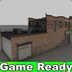 Abandoned corner shop Low-poly  3D model