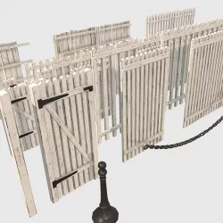 Collection of Low Poly PBR Modular Fences Low-poly  3D model