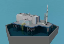 LowPoly OffShore Rocket Launch Platform plus Rocket Low-poly  3D model