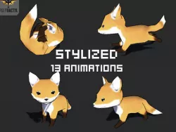 Lowpoly Toon Fox Low-poly  3D model