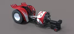 Pulling tractor with radial engine 3D model