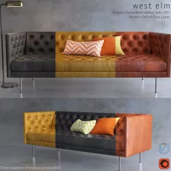 West Elm Chesterfield sofa and Oxford flor lamp 3D model