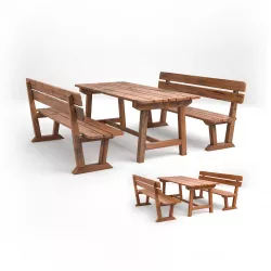 Wood Seating Set with New and Old textures 3D model