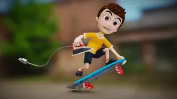Skater man with his ironing board.