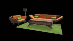 Textured Midcentury Modern Couch Set