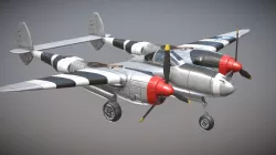 WW2 US Heavy Fighter Aircraft P-38 Lightning