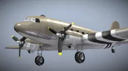 WW2 US Military Transport Aircraft C-47 Skytrain