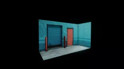 Blue garage wall - set up for animation