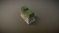 Dirty Mossy Concrete Road Block