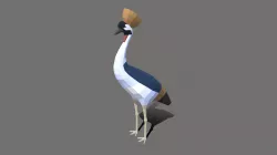 Low Poly Cartoon Grey Crowned Crane