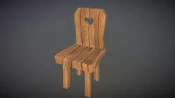 Low poly cartoon style old wooden tavern chair