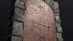 Medieval Fortress Gate Arched, Low-poly,For game