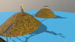 Mountains Road Water Windmill House Scene
