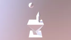 Sci-Fi Table With Model Of Rocket And Moon