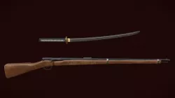 Katana and early Japanese rifle