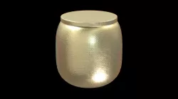 Cala Accent Table metal drum gold hammered