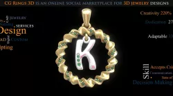 Pendant With Letter K - 3D CAD