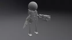 Stick Man with SciFi Armor and Weapons