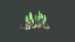 Trees, fences, bushes