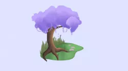 2.5D Stylized Hand Painted Wisteria Tree