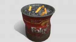 Coffee Tin with Cigerette Butts