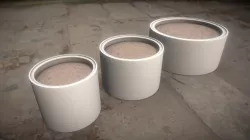 Concrete Pipe Flower Pots (High-Poly)